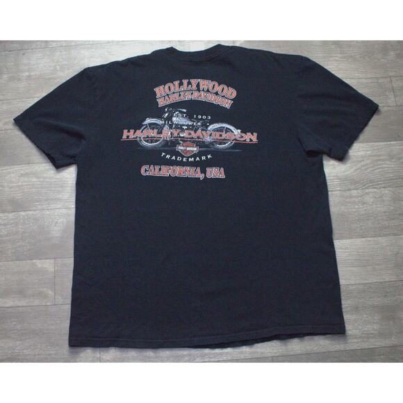 Harley Davidson Hollywood, California, USA T-Shirt V-Neck Distressed Men’s XL - Picture 5 of 6